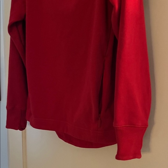 Athleta Cozy Karma Funnel Neck Pullover Twist Neck Sweatshirt Clover Berry Red - Picture 6 of 9